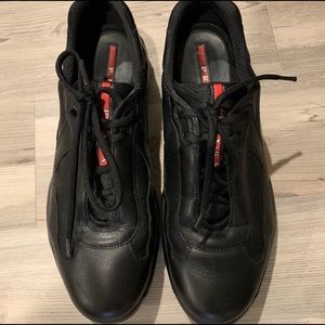Men’s Prada New America’s Fabric/Leather Sneakers
